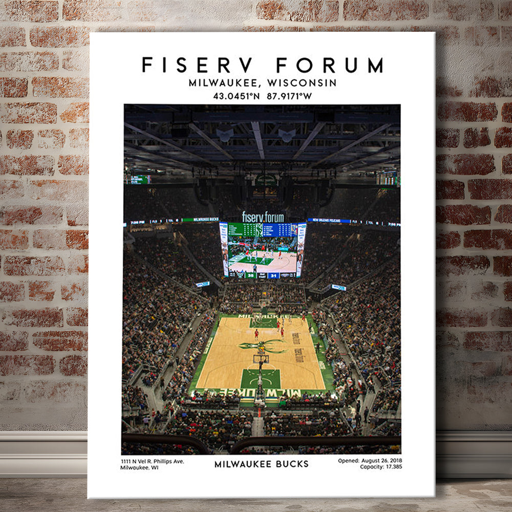 Fiserv Forum, Milwaukee Bucks Basketball Arena Wall Art Print, Sport Art Print, Canvas Prints Wall Art, Man Cave Decor
