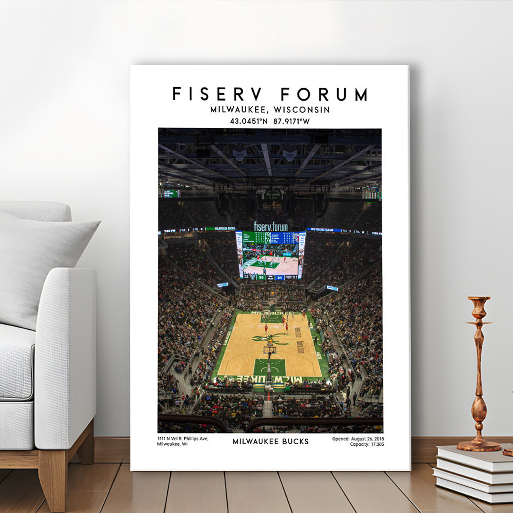 Fiserv Forum, Milwaukee Bucks Basketball Arena Wall Art Print, Sport Art Print, Canvas Prints Wall Art, Man Cave Decor