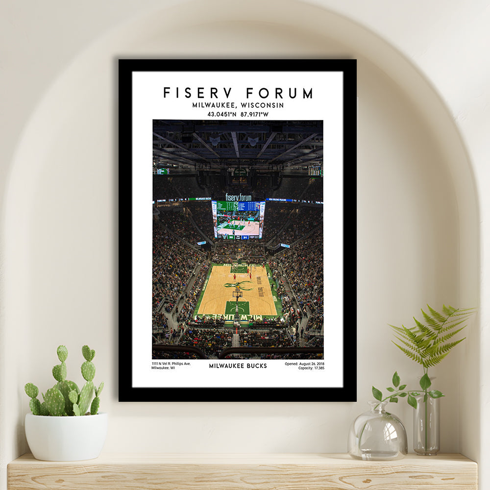 Fiserv Forum, Milwaukee Bucks Basketball Arena Wall Art Print, Sport Art Print, Framed Art Prints Wall Decor