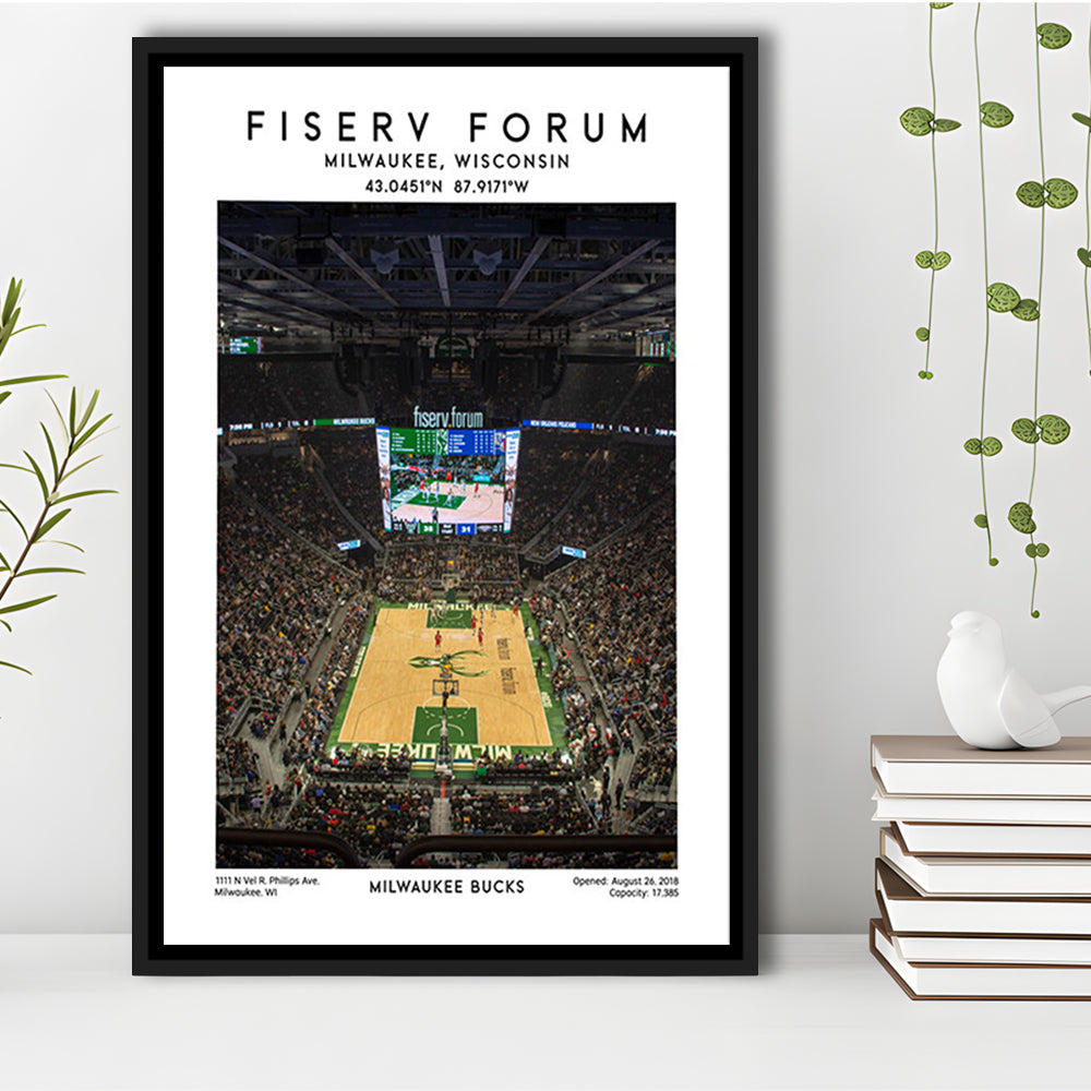 Fiserv Forum, Milwaukee Bucks Basketball Arena Wall Art Print, Sport Art Print, Framed Canvas Prints Wall Art