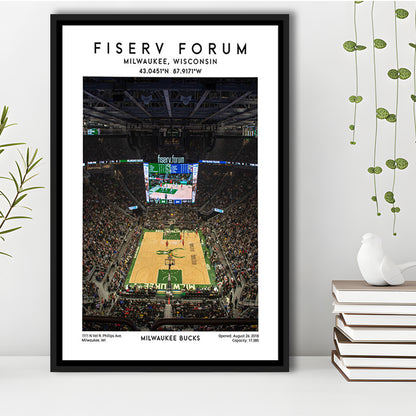 Fiserv Forum, Milwaukee Bucks Basketball Arena Wall Art Print, Sport Art Print, Framed Canvas Prints Wall Art