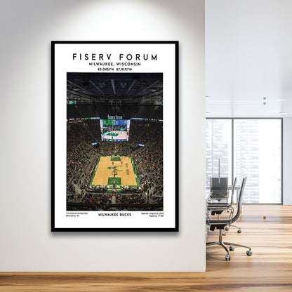 Fiserv Forum, Milwaukee Bucks Basketball Arena Wall Art Print, Sport Art Print, Framed Art Prints Wall Decor