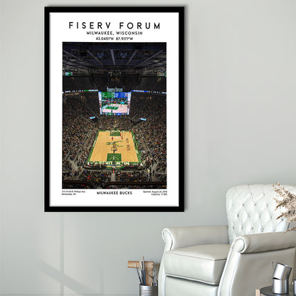 Fiserv Forum, Milwaukee Bucks Basketball Arena Wall Art Print, Sport Art Print, Framed Art Prints Wall Decor