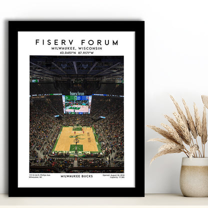 Fiserv Forum, Milwaukee Bucks Basketball Arena Wall Art Print, Sport Art Print, Framed Art Prints Wall Decor