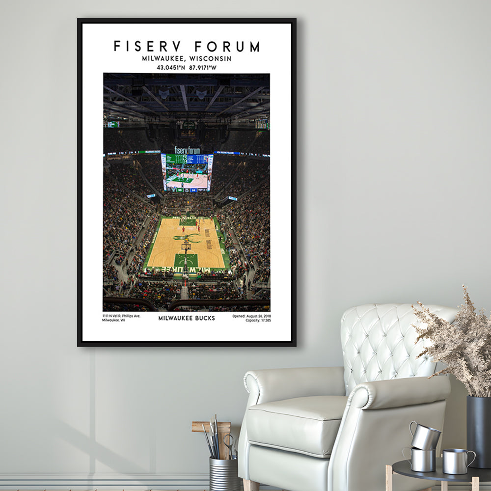 Fiserv Forum, Milwaukee Bucks Basketball Arena Wall Art Print, Sport Art Print, Framed Canvas Prints Wall Art