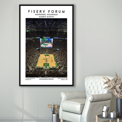 Fiserv Forum, Milwaukee Bucks Basketball Arena Wall Art Print, Sport Art Print, Framed Canvas Prints Wall Art