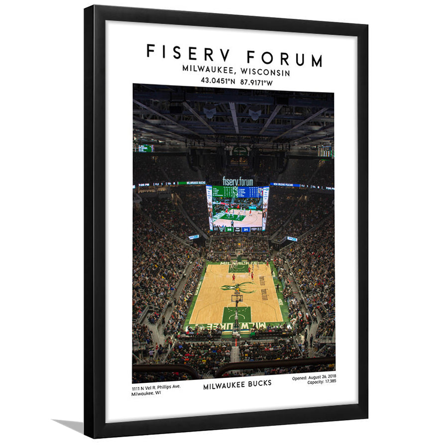 Fiserv Forum, Milwaukee Bucks Basketball Arena Wall Art Print, Sport Art Print, Framed Art Prints Wall Decor