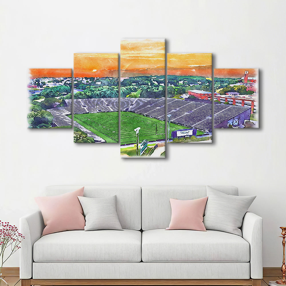 Fitton Field WaterColor, Worcester Massachusetts Watercolor, Sport Art, Mixed 5 Panel, Canvas Print Wall Art