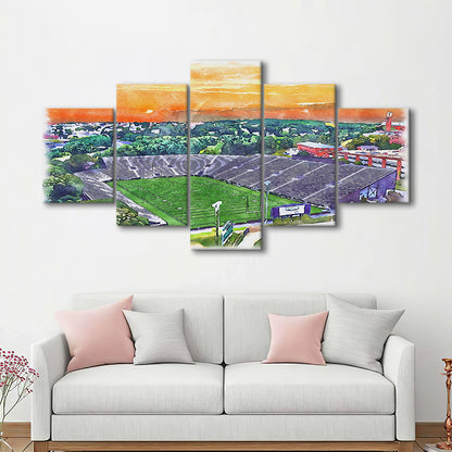 Fitton Field WaterColor, Worcester Massachusetts Watercolor, Sport Art, Mixed 5 Panel, Canvas Print Wall Art