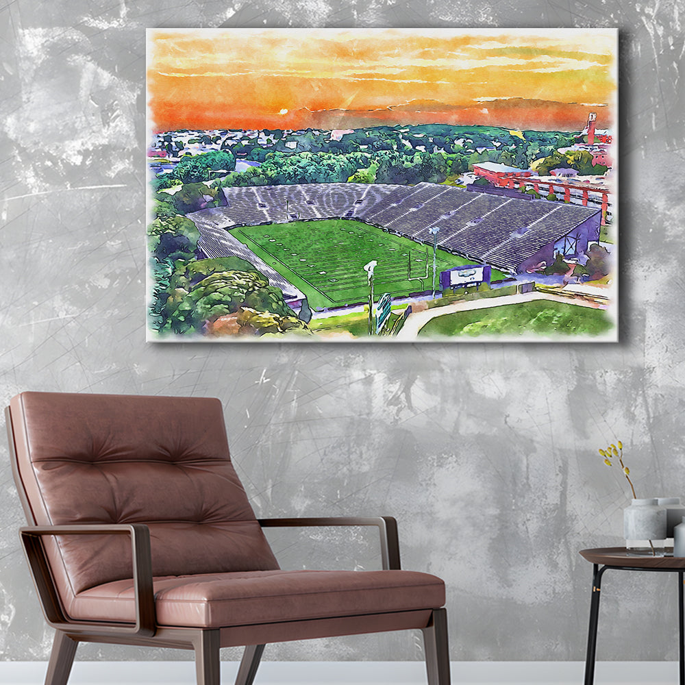 Fitton Field WaterColor, Worcester Massachusetts Watercolor, Sport Art, Gifts for him, Canvas Print Wall Art
