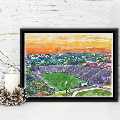 Fitton Field WaterColor, Worcester Massachusetts Watercolor, Sport Gift Art, Framed Canvas Print Wall Art