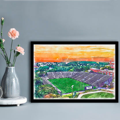 Fitton Field WaterColor, Worcester Massachusetts Watercolor, Sport Gift Art, Framed Art Print Wall Decor