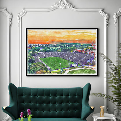 Fitton Field WaterColor, Worcester Massachusetts Watercolor, Sport Gift Art, Framed Art Print Wall Decor
