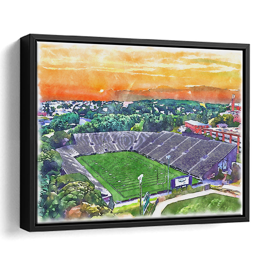 Fitton Field WaterColor, Worcester Massachusetts Watercolor, Sport Gift Art, Framed Canvas Print Wall Art