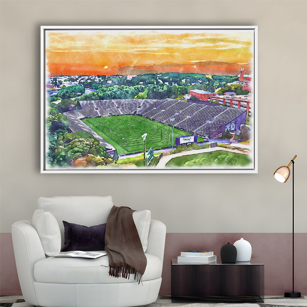 Fitton Field WaterColor, Worcester Massachusetts Watercolor, Sport Gift Art, Framed Canvas Print Wall Art