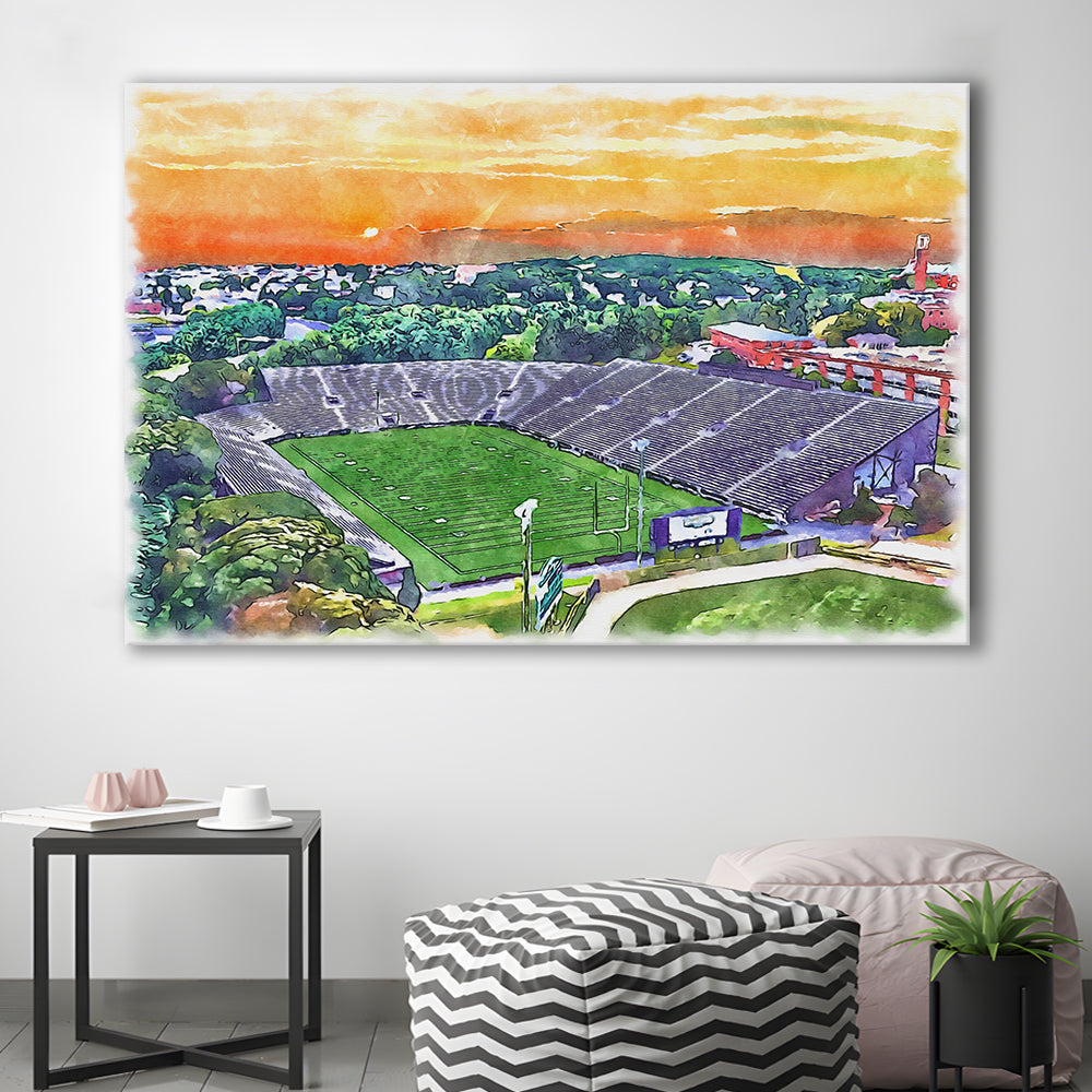 Fitton Field WaterColor, Worcester Massachusetts Watercolor, Sport Art, Gifts for him, Canvas Print Wall Art