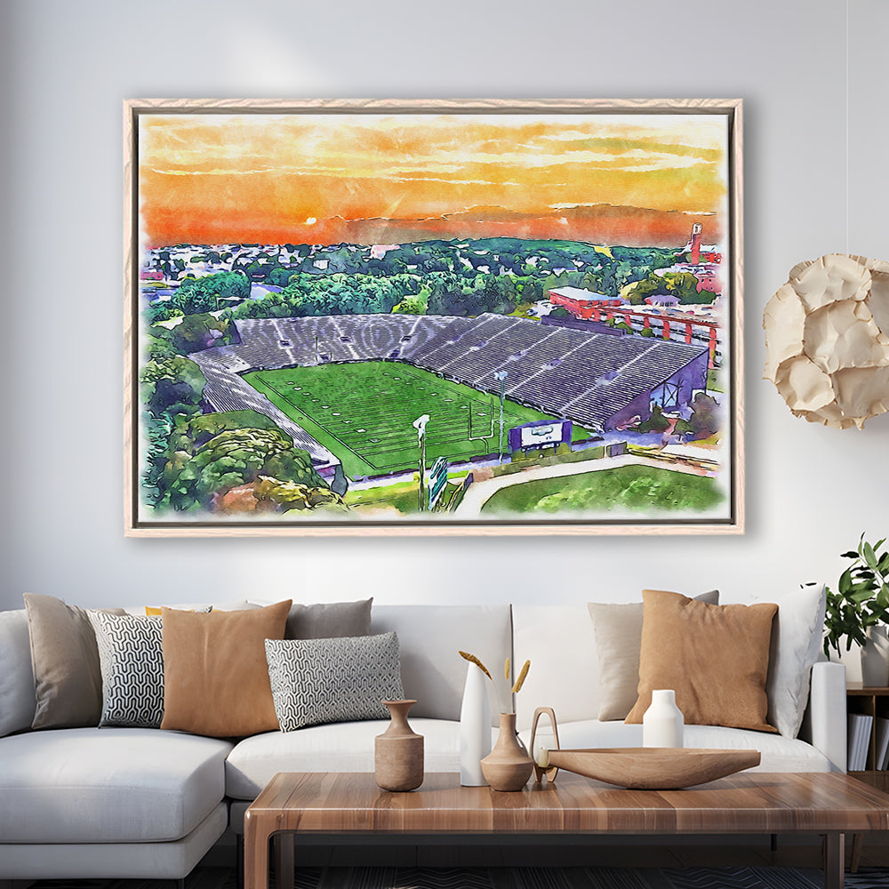 Fitton Field WaterColor, Worcester Massachusetts Watercolor, Sport Gift Art, Framed Canvas Print Wall Art