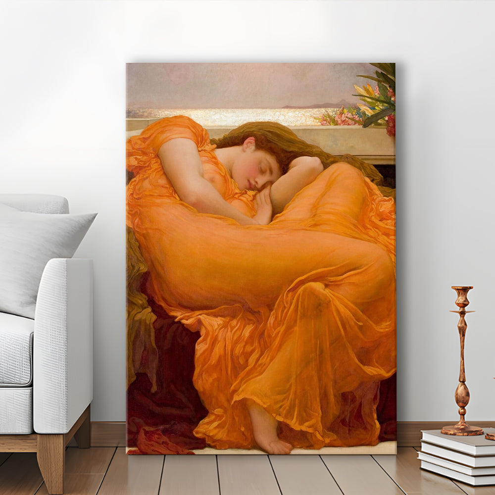Flaming June By Frederic Lord Leighton Print, Victorian Art,Moody Vintage Painting, Gift Idea, Canvas Print, Canvas Decor