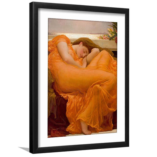 Flaming June By Frederic Lord Leighton Print, Victorian Art,Moody Vintage Painting, Framed Art Print, White Border
