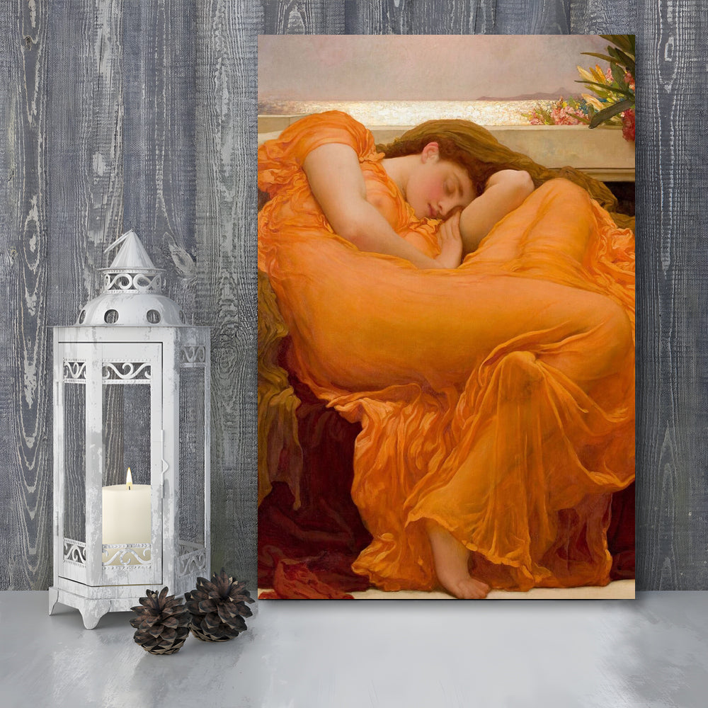 Flaming June By Frederic Lord Leighton Print, Victorian Art,Moody Vintage Painting, Gift Idea, Canvas Print, Canvas Decor