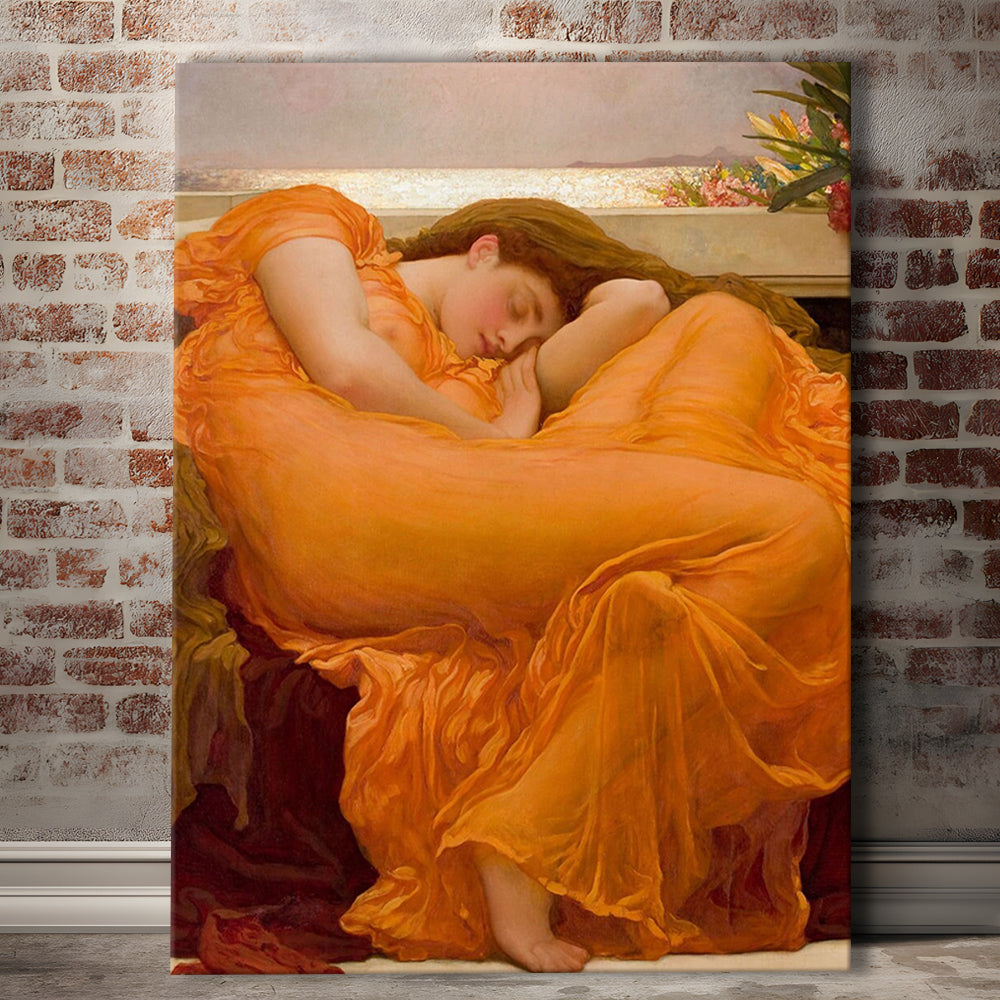 Flaming June By Frederic Lord Leighton Print, Victorian Art,Moody Vintage Painting, Gift Idea, Canvas Print, Canvas Decor