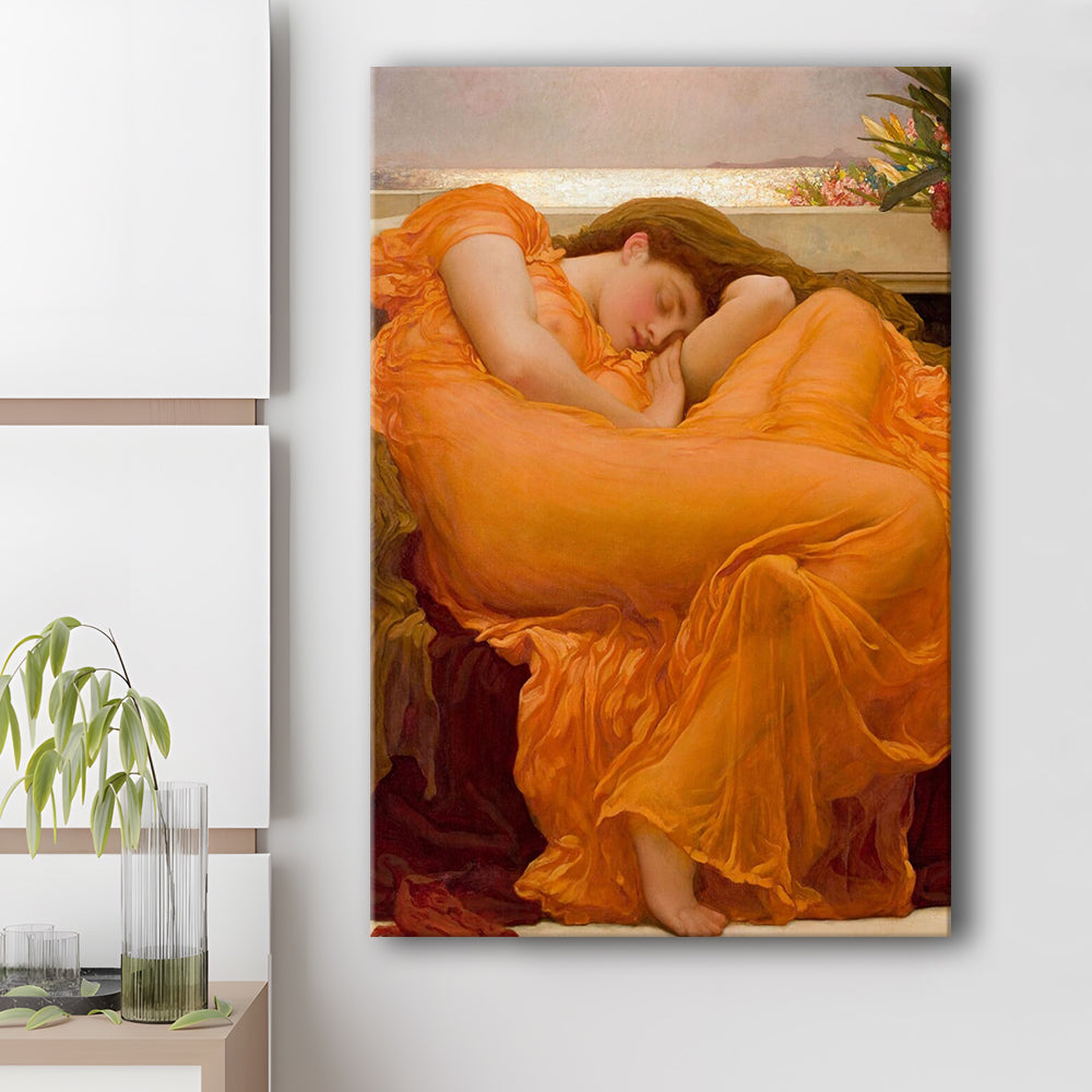 Flaming June By Frederic Lord Leighton Print, Victorian Art,Moody Vintage Painting, Gift Idea, Canvas Print, Canvas Decor