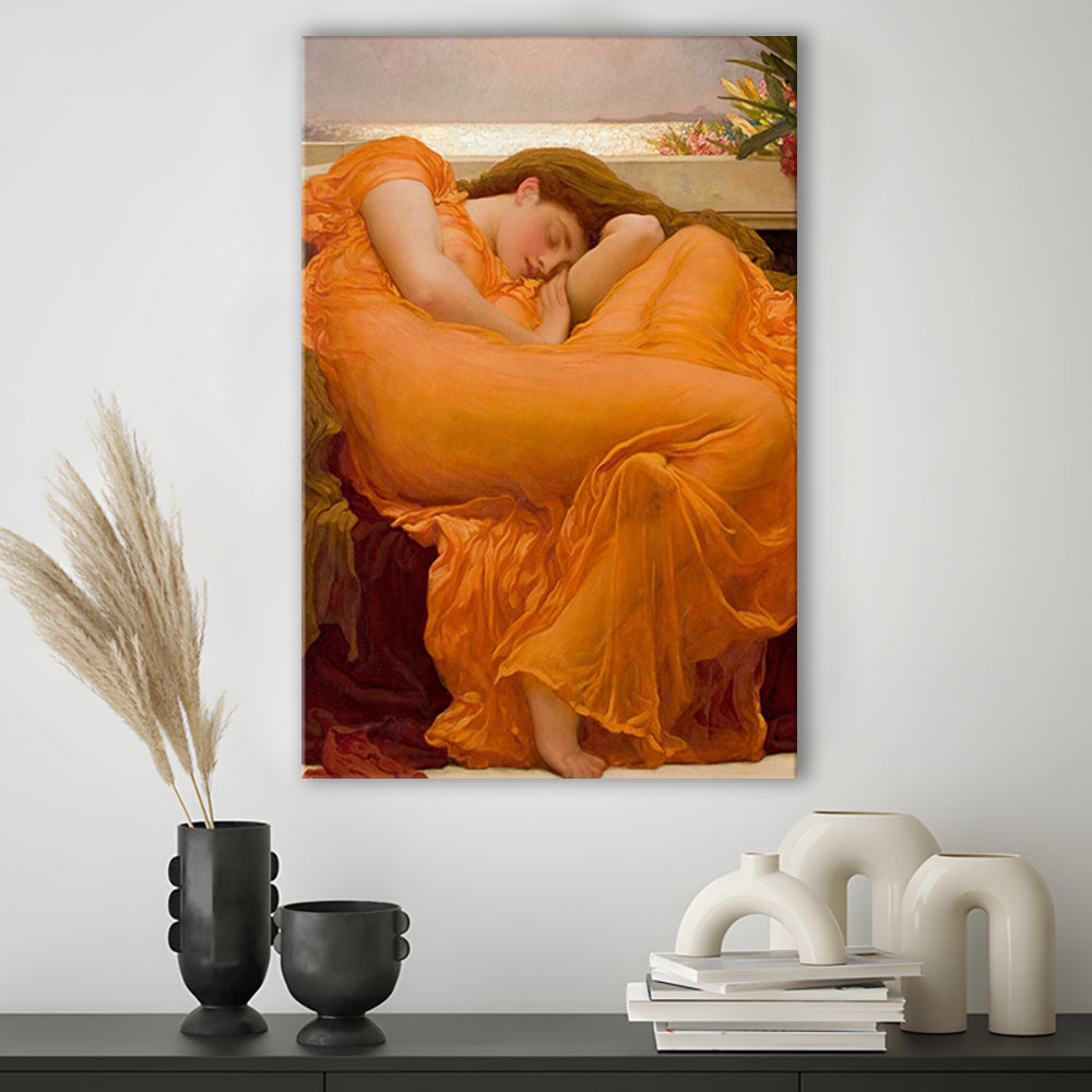 Flaming June By Frederic Lord Leighton Print, Victorian Art,Moody Vintage Painting, Gift Idea, Canvas Print, Canvas Decor