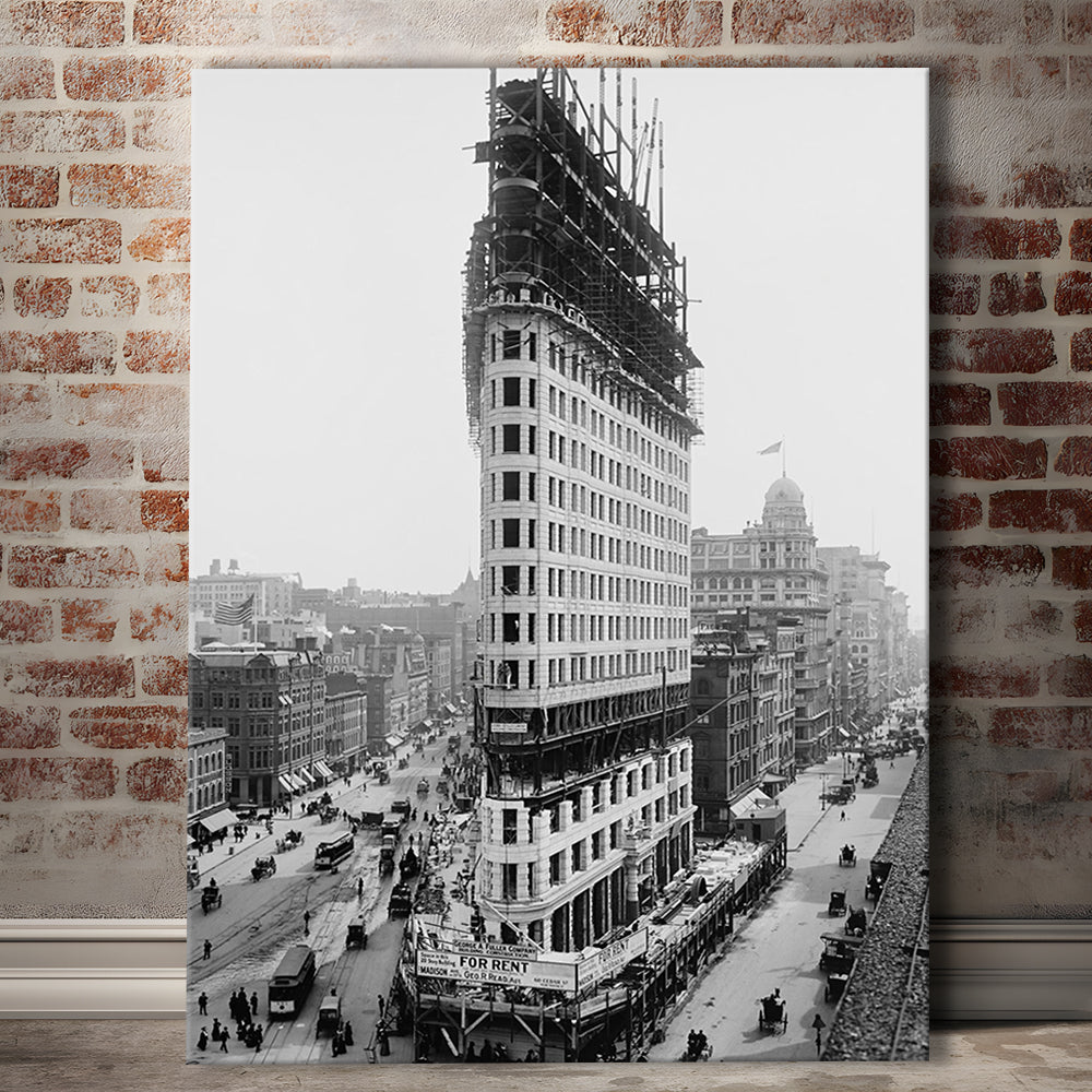 Flatiron Building New York City Historical Architecture Print Black and White Art, Canvas Print Wall Art