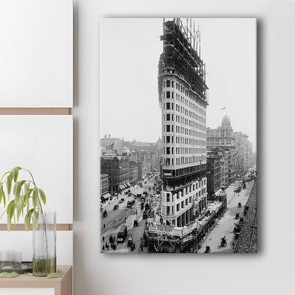 Flatiron Building New York City Historical Architecture Print Black and White Art, Canvas Print Wall Art