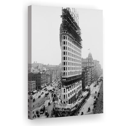 Flatiron Building New York City Historical Architecture Print Black and White Art, Canvas Print Wall Art