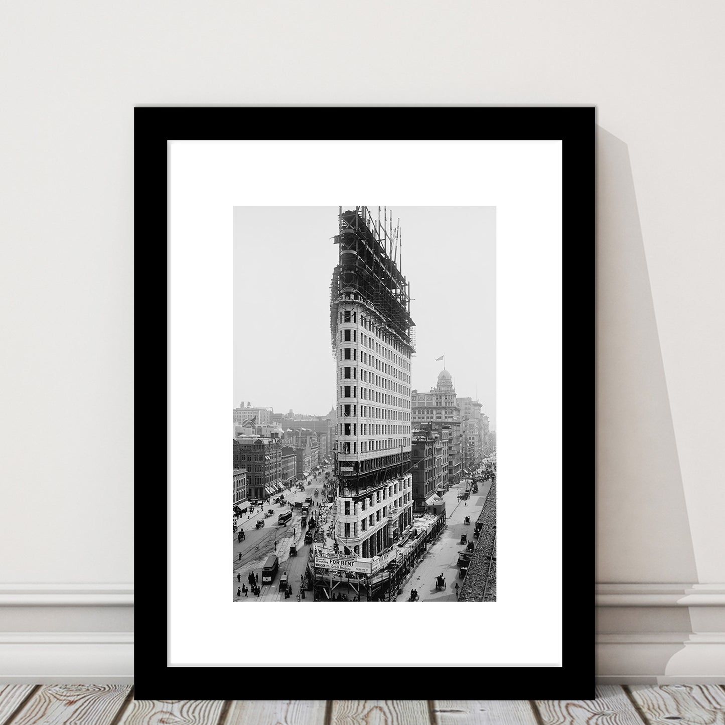 Flatiron Building New York City Historical Architecture Print Black and White Art, Framed Art Print White Border Wall Decor