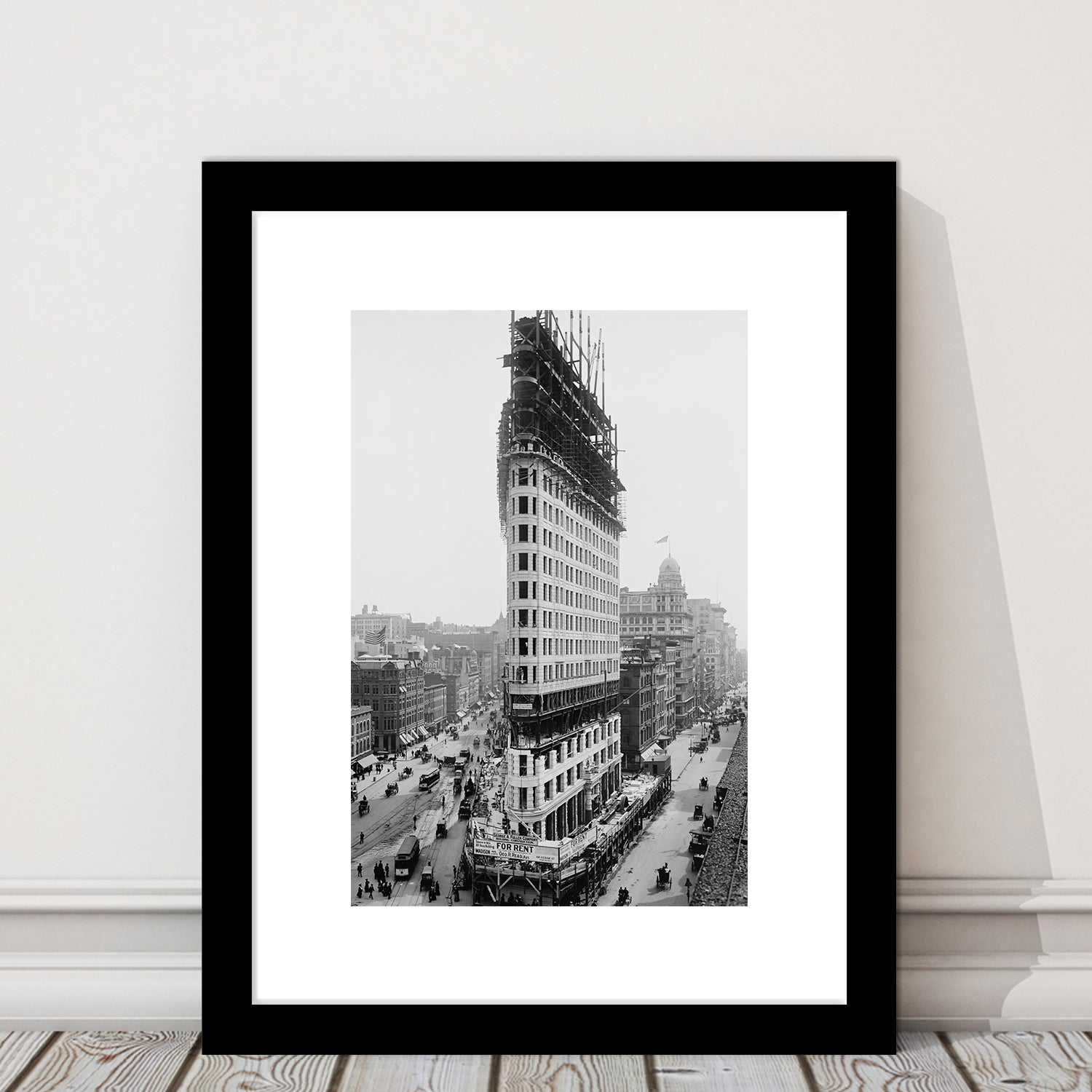 Flatiron Building New York City Historical Architecture Print Black and White Art, Framed Art Print White Border Wall Decor