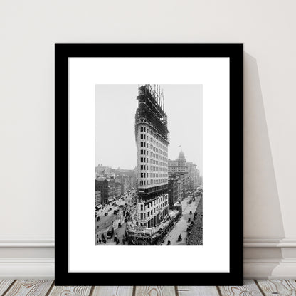 Flatiron Building New York City Historical Architecture Print Black and White Art, Framed Art Print White Border Wall Decor