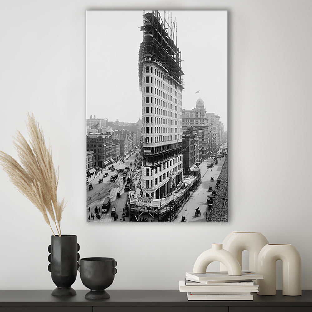 Flatiron Building New York City Historical Architecture Print Black and White Art, Canvas Print Wall Art