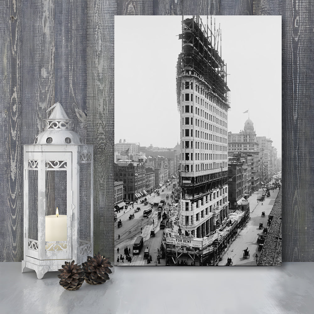 Flatiron Building New York City Historical Architecture Print Black and White Art, Canvas Print Wall Art