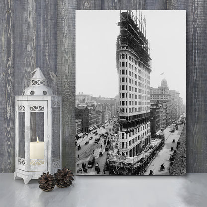 Flatiron Building New York City Historical Architecture Print Black and White Art, Canvas Print Wall Art