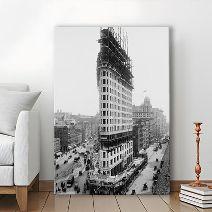 Flatiron Building New York City Historical Architecture Print Black and White Art, Canvas Print Wall Art
