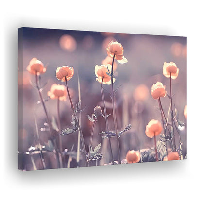 Floral Elegance Canvas Print,Extra Large Wall Decor with Vintage Background and Little Flowers, Cavas Print Wall Art Hom Decor