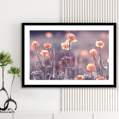 Floral Elegance Art Print,Extra Large Wall Decor With Vintage Background, Framed Art Print White Border