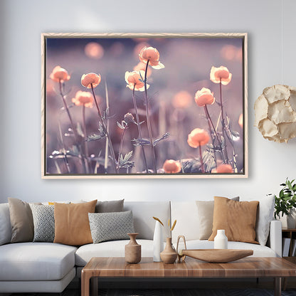 Floral Elegance Canvas Print,Vintage Background And Little Flowers, Framed Cavas Print, Floating Frame