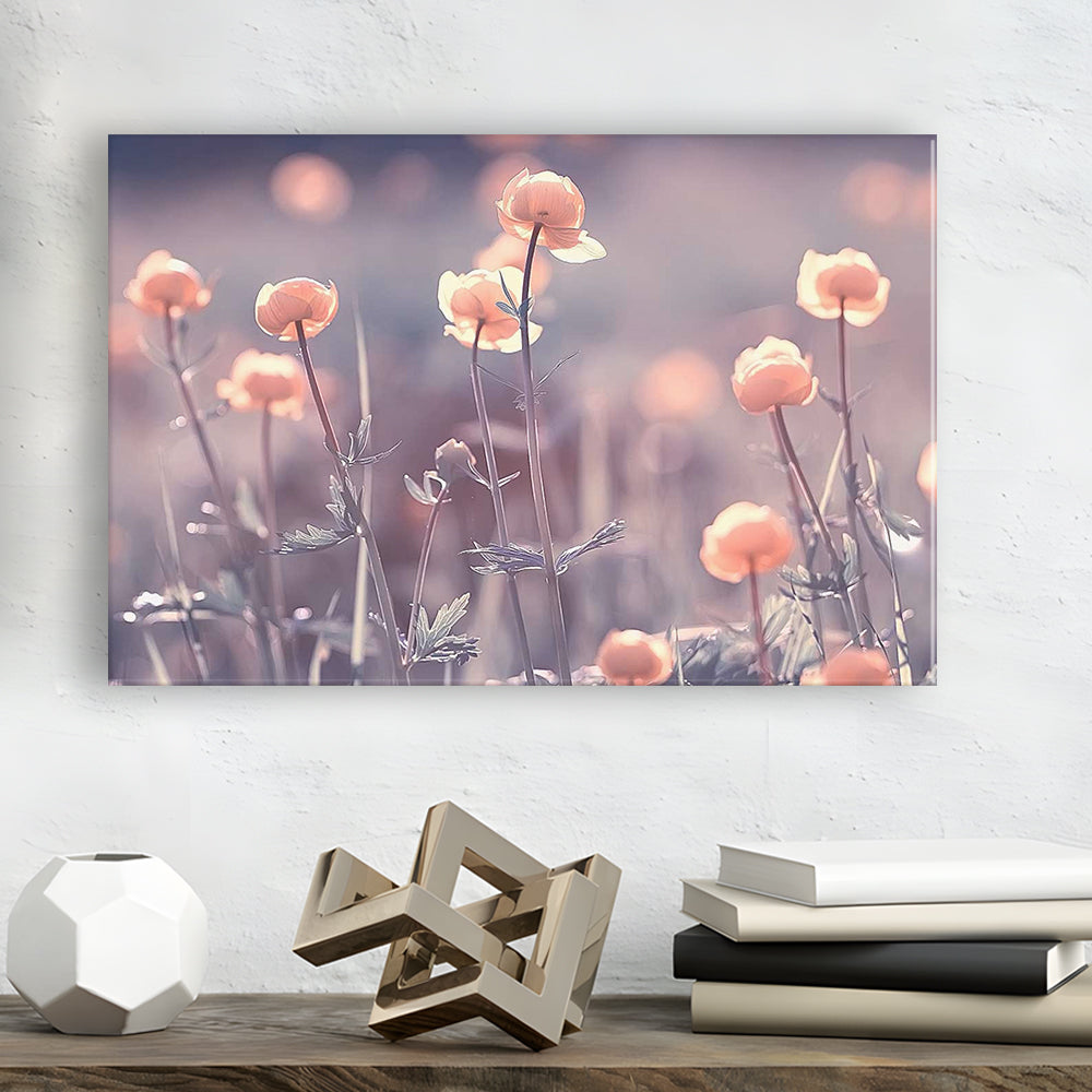 Floral Elegance Canvas Print,Extra Large Wall Decor with Vintage Background and Little Flowers, Cavas Print Wall Art Hom Decor