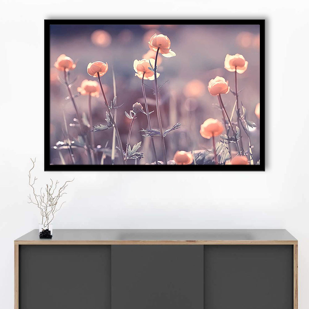 Floral Elegance Art Prints,Extra Large Wall Decor With Vintage Background, Framed Art Print, Picture Framed