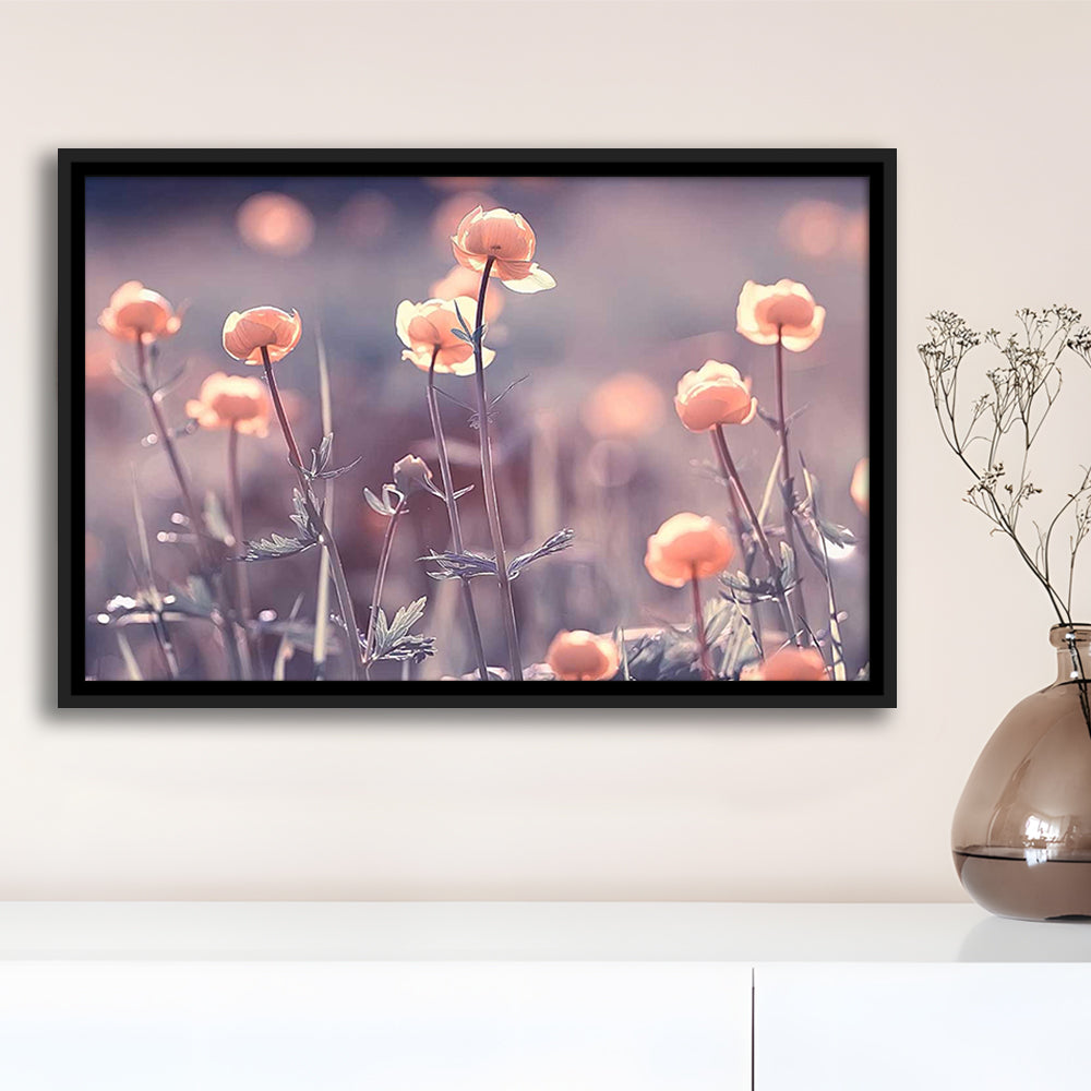 Floral Elegance Canvas Print,Vintage Background And Little Flowers, Framed Cavas Print, Floating Frame
