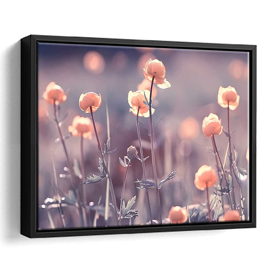 Floral Elegance Canvas Print,Vintage Background And Little Flowers, Framed Cavas Print, Floating Frame