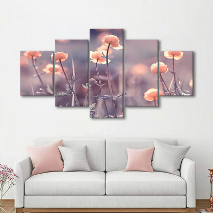Floral Elegance Canvas Print,Extra Large Wall Decor with Vintage Background, 5 Piece Large Cavas Print Wall Art