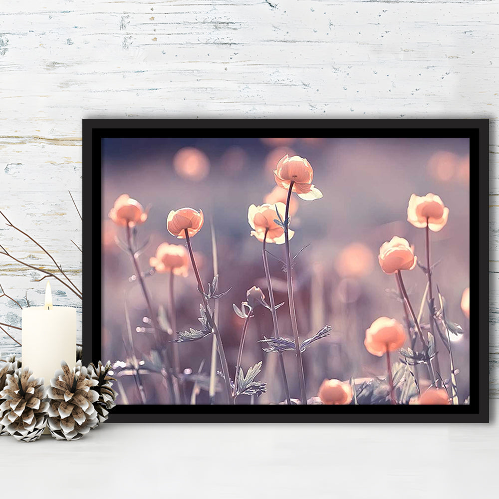 Floral Elegance Canvas Print,Vintage Background And Little Flowers, Framed Cavas Print, Floating Frame