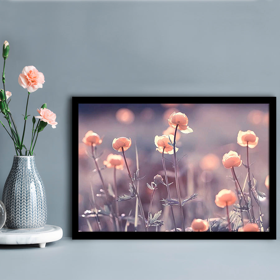 Floral Elegance Art Prints,Extra Large Wall Decor With Vintage Background, Framed Art Print, Picture Framed