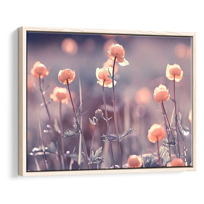 Floral Elegance Canvas Print,Vintage Background And Little Flowers, Framed Cavas Print, Floating Frame