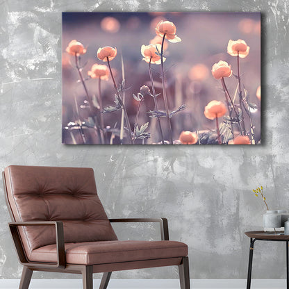 Floral Elegance Canvas Print,Extra Large Wall Decor with Vintage Background and Little Flowers, Cavas Print Wall Art Hom Decor