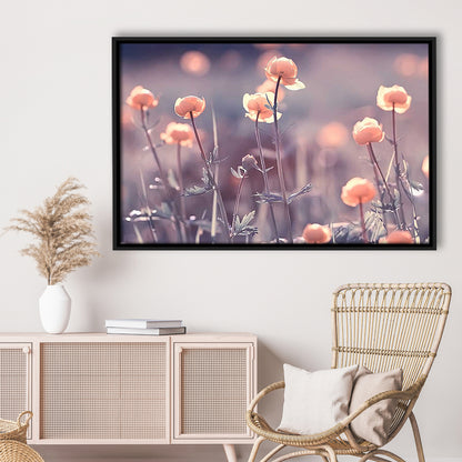 Floral Elegance Canvas Print,Vintage Background And Little Flowers, Framed Cavas Print, Floating Frame